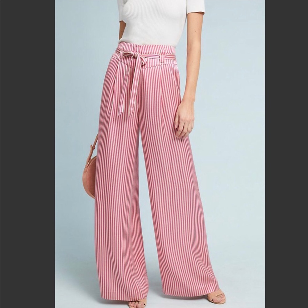 🆕NWT silky Anthropologie wide leg striped pants